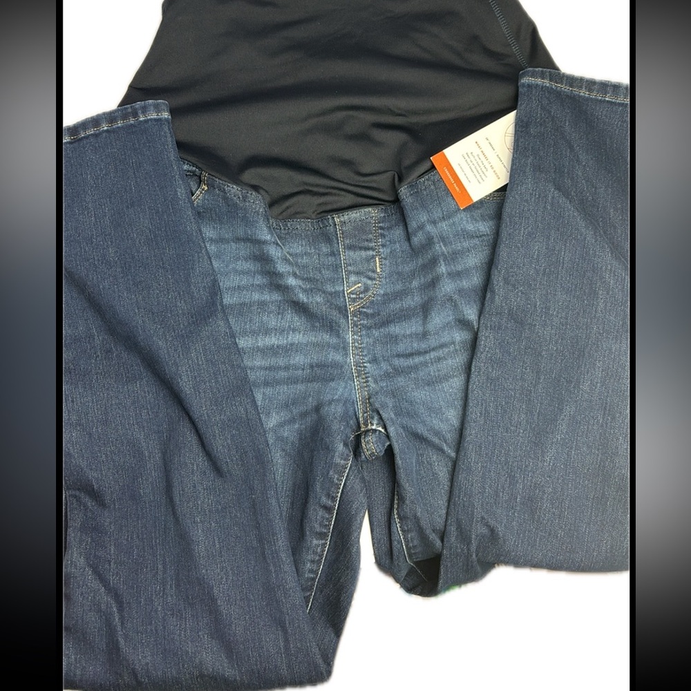 Ingrid & Isabel Deep Blue Jeggings Over the Belly Back Support Cat Whisker Fade - Picture 6 of 12